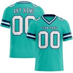 Personalized Aqua White-Navy Football Jersey for Men, Women, Kids - Mesh Design, Customizable 3 Personalized Aqua White-Navy