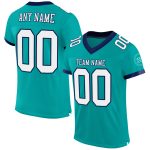Personalized Aqua White Navy Football Jersey - Custom Mesh Sportswear Personalized Aqua White-Navy Mesh Football Jersey