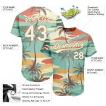 Personalized 3D Cartoon Baseball Jersey with Aqua, White, and Old Gold Hawaii Palm Trees Design Personalized Aqua White-Old