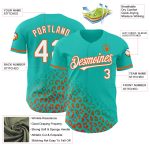 Personalized 3D Leopard Print Baseball Jersey in Aqua White-Orange Fade Fashion Design Personalized Aqua White-Orange 3D