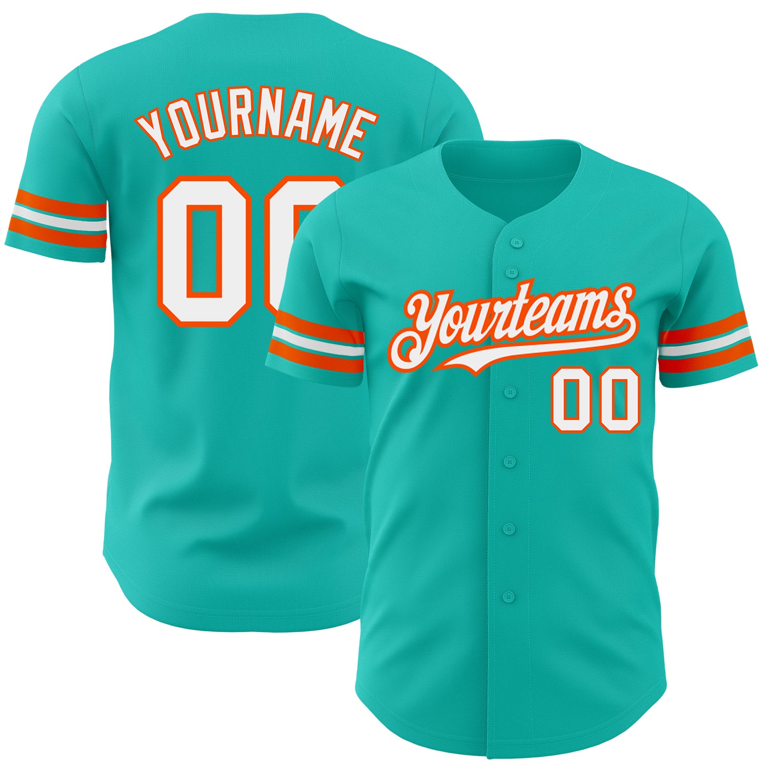 Personalized Aqua White Orange Baseball Jersey for Men and Women - Authentic Team Apparel Personalized Aqua White-Orange