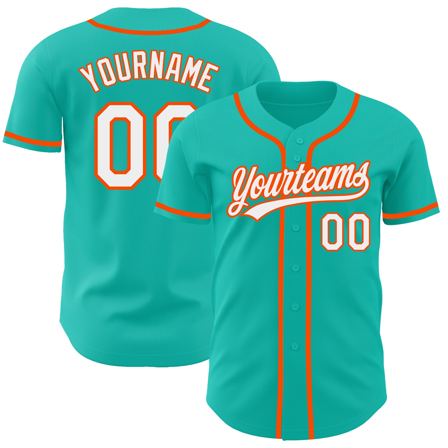 Custom Name and Number Aqua White-Orange Authentic Baseball Jersey - Personalized Team Jersey Personalized Aqua White-Orange