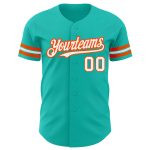 Custom Aqua White-Orange Baseball Jersey for Adults - Personalized Sports Apparel Personalized Aqua White-Orange Baseball