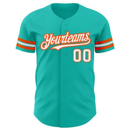 Custom Aqua White-Orange Baseball Jersey for Adults - Personalized Sports Apparel Personalized Aqua White-Orange Baseball