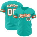 Custom Aqua White-Orange Baseball Jersey for Adults - Personalized Sports Apparel Personalized Aqua White-Orange Baseball