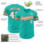 Custom Aqua White-Orange Baseball Jersey for Adults - Personalized Sports Apparel Personalized Aqua White-Orange Baseball