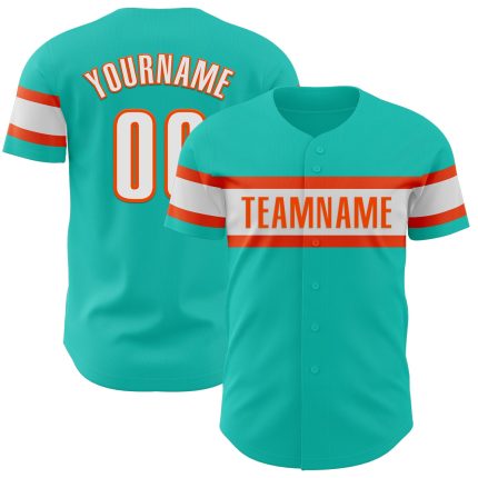 Custom Aqua White-Orange Baseball Jersey for Kids - Personalized Sports Apparel Personalized Aqua White-Orange Baseball Jersey