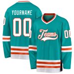 Custom Aqua White and Orange Hockey Jersey - Personalizable Sports Apparel Personalized Aqua White-Orange Hockey Jersey