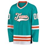 Custom Aqua White and Orange Hockey Jersey - Personalizable Sports Apparel Personalized Aqua White-Orange Hockey Jersey
