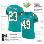 Personalized Aqua White Orange Authentic Football Jersey Mesh Design Personalized Aqua White-Orange Mesh Authentic Football