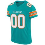 Personalized Aqua White Orange Football Jersey - Custom Mesh Jersey for Kids 2 Personalized Aqua White-Orange Mesh Football
