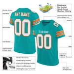 Personalized Aqua White Orange Football Jersey - Custom Mesh Jersey for Kids 2 Personalized Aqua White-Orange Mesh Football