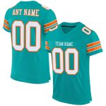 Personalized Aqua White Orange Football Jersey - Custom Mesh Jersey for Kids 2 Personalized Aqua White-Orange Mesh Football
