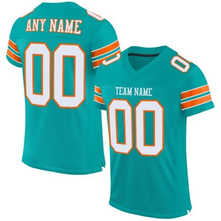 Personalized Aqua White Orange Football Jersey - Custom Mesh Jersey for Kids 2 Personalized Aqua White-Orange Mesh Football
