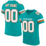 Personalized Aqua White Orange Football Jersey Mesh for Team Spirit and Customization Personalized Aqua White-Orange Mesh