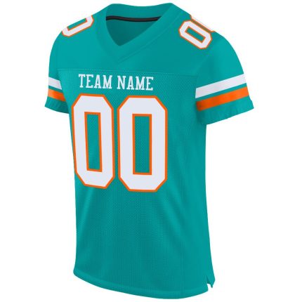 Personalized Aqua White Orange Football Jersey Mesh for Team Spirit and Customization Personalized Aqua White-Orange Mesh