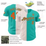 Custom Name and Number Personalized Aqua White-Orange Pinstripe Baseball Jersey - Authentic Split Fashion Team Apparel Personalized
