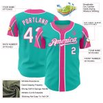 Personalized Baseball Jersey in Aqua White and Pink - 3 Colors Available, Arm Shapes Design Personalized Aqua White-Pink
