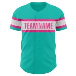 Custom Name and Number Personalized Aqua White-Pink Baseball Jersey - Authentic Team Jersey Personalized Aqua White-Pink