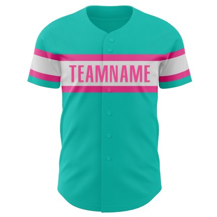 Custom Name and Number Personalized Aqua White-Pink Baseball Jersey - Authentic Team Jersey Personalized Aqua White-Pink
