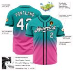 Custom Name and Number Authentic Fashion Baseball Jersey - Personalized Aqua White Pink-Black Design Personalized Aqua White