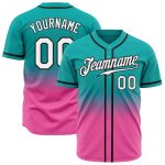 Custom Name and Number Authentic Fashion Baseball Jersey - Personalized Aqua White Pink-Black Design Personalized Aqua White