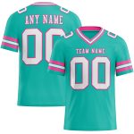Personalized Aqua White Pink Mesh Football Jersey for Kids - Size 3 Personalized Aqua White-Pink Mesh Football Jersey 3