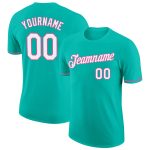 Personalized Aqua Performance T-Shirt - White and Pink Lightweight Athletic Shirt Personalized Aqua White-Pink Performance