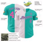 Custom Name and Number Aqua White-Pink Pinstripe Baseball Jersey - Personalized Authentic Split Fashion Team Gear Personalized