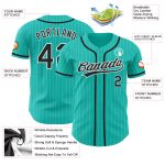 Custom Team Name and Number Baseball Jersey - Personalized Aqua White Pinstripe Black Authentic Style Personalized Aqua White