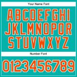 Custom Team Name and Number Aqua White Pinstripe Orange Baseball Jersey - Personalized Authentic Jersey Personalized Aqua