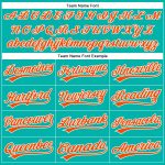 Custom Team Name and Number Aqua White Pinstripe Orange Baseball Jersey - Personalized Authentic Jersey Personalized Aqua