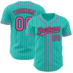 Custom Name and Number Personalized Aqua White Pinstripe Baseball Jersey Pink-Black Authentic Personalized Aqua White Pinstripe