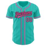 Custom Name and Number Personalized Aqua White Pinstripe Baseball Jersey Pink-Black Authentic Personalized Aqua White Pinstripe