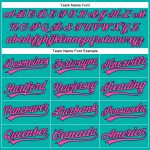 Custom Name and Number Personalized Aqua White Pinstripe Baseball Jersey in Pink and Navy Personalized Aqua White Pinstripe
