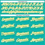 Custom Name Number Authentic Baseball Jersey - Personalized Aqua White Pinstripe White Yellow Personalized Aqua White Pinstripe