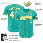 Custom Name Number Authentic Baseball Jersey - Personalized Aqua White Pinstripe White Yellow Personalized Aqua White Pinstripe