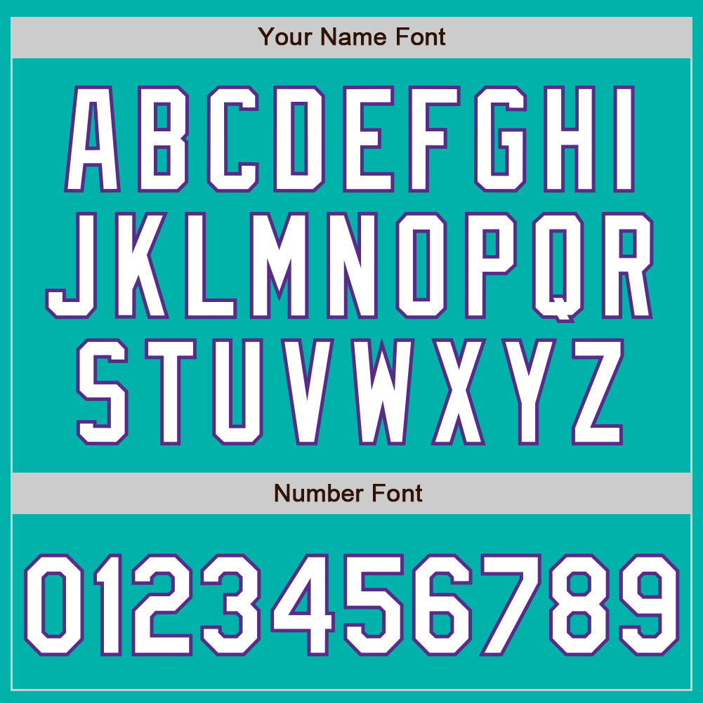 Personalized Arm Shapes Baseball Jersey in Aqua White Purple - Custom Color Options Personalized Aqua White-Purple 3 Colors - Image 6