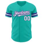 Personalized Authentic Baseball Jersey in Aqua White and Purple Colors Personalized Aqua White-Purple Authentic Baseball