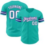 Personalized Aqua White Purple Baseball Jersey for Men and Women Personalized Aqua White-Purple Baseball Jersey 2