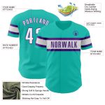 Personalized Aqua White Purple Baseball Jersey - Customizable Sports Jersey 3 Personalized Aqua White-Purple Baseball Jersey