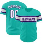 Personalized Aqua White Purple Baseball Jersey - Customizable Sports Jersey 3 Personalized Aqua White-Purple Baseball Jersey