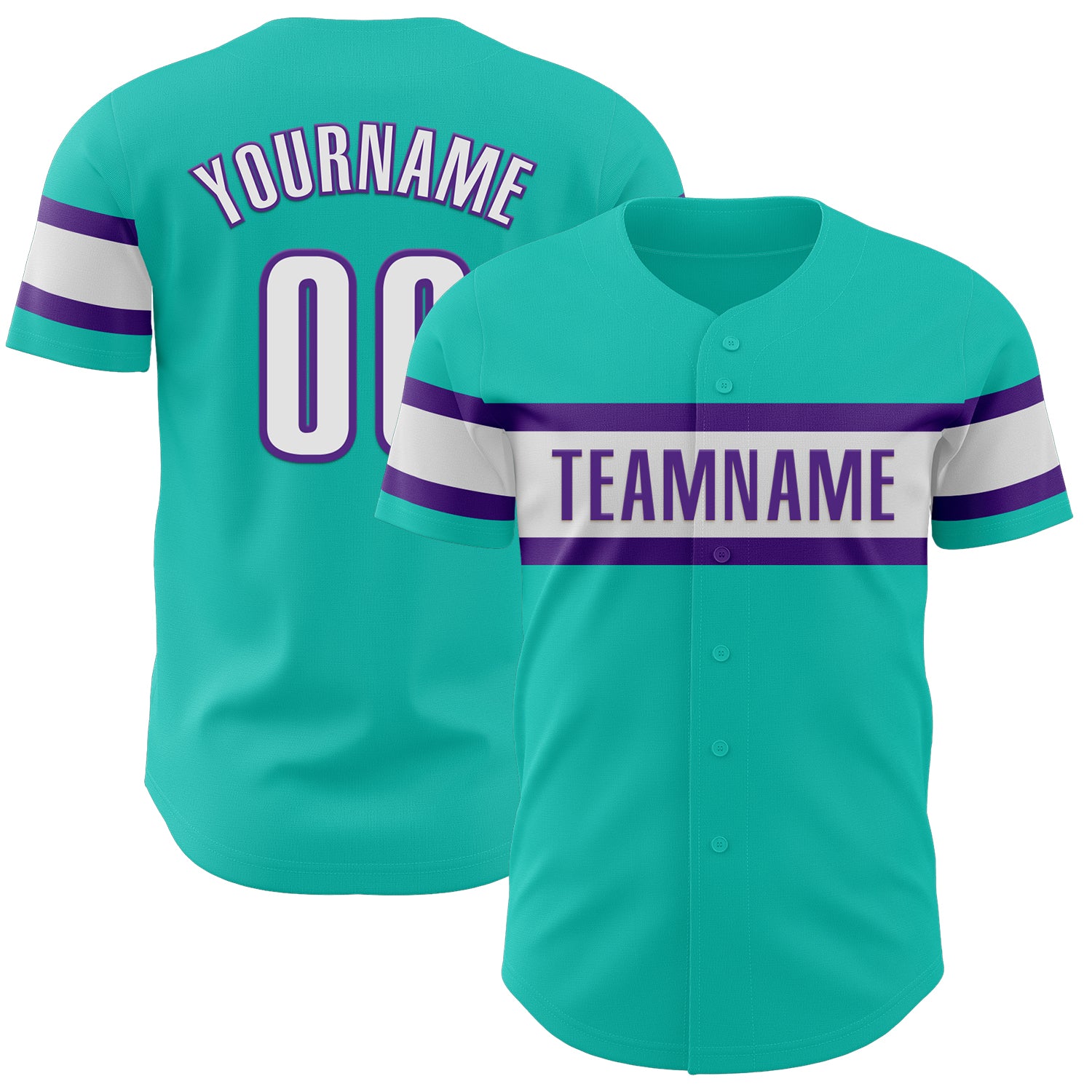 Personalized Aqua White Purple Baseball Jersey - Customizable Sports Jersey 3 Personalized Aqua White-Purple Baseball Jersey
