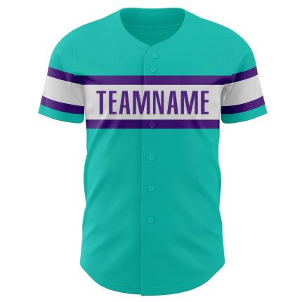 Personalized Aqua White Purple Baseball Jersey - Customizable Sports Jersey 3 Personalized Aqua White-Purple Baseball Jersey