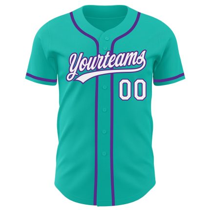 Custom Aqua White Purple Baseball Jersey - Personalized Sports Apparel Personalized Aqua White-Purple Baseball Jersey