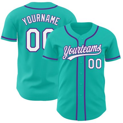 Custom Aqua White Purple Baseball Jersey - Personalized Sports Apparel Personalized Aqua White-Purple Baseball Jersey