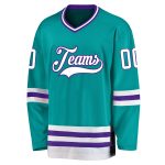 Custom Aqua White-Purple Hockey Jersey - Personalized Team Sports Apparel Personalized Aqua White-Purple Hockey Jersey