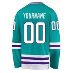 Custom Name and Number Aqua White-Purple Hockey Jersey - Personalized Team Jersey Personalized Aqua White-Purple Hockey Jersey
