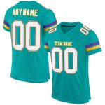 Personalized Aqua White Purple Authentic Football Jersey - Customizable Sports Apparel Personalized Aqua White-Purple Mesh