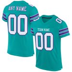 Custom Authentic Football Jersey - Personalized Aqua White-Purple Mesh with Name and Number Personalized Aqua White-Purple